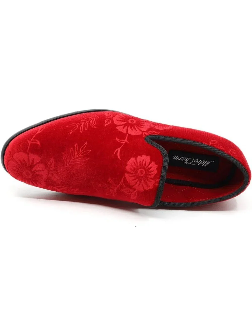 Metrocharm Men's Red Floral Loafers Penny Slip On Tuxedo Fashion Shoes